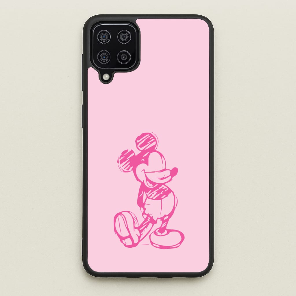 Sketched Mouse Outline Pink  - Disney Phone Case for Galaxy A12