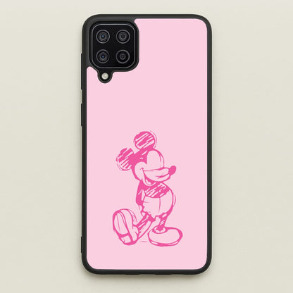 Sketched Mouse Outline Pink  - Disney Phone Case for Galaxy A12