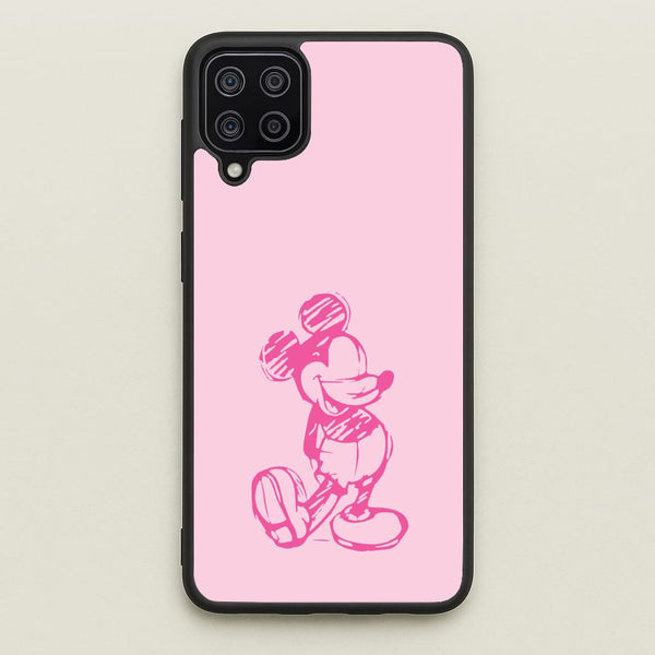 Sketched Mouse Outline Pink  - Disney Phone Case for Galaxy A12