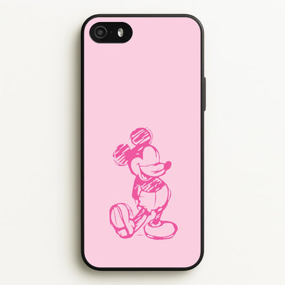 Sketched Mouse Outline Pink  - Disney Phone Case for iPhone 5 / 5s / SE 2016