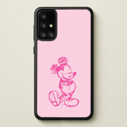Sketched Mouse Outline Pink  - Disney Phone Case for Galaxy A71