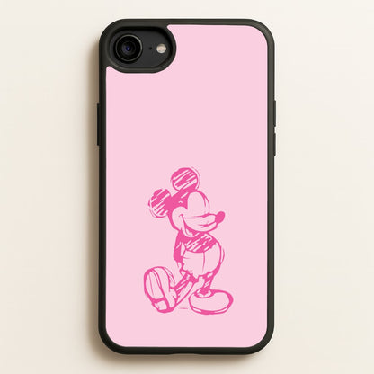 Sketched Mouse Outline Pink  - Disney Phone Case for iPhone 6 / 7 / 8 / SE