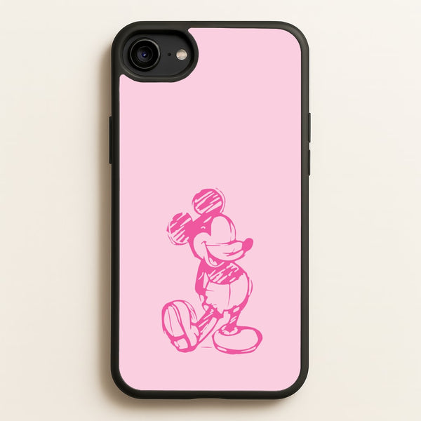 Sketched Mouse Outline Pink  - Disney Phone Case for iPhone 6 / 7 / 8 / SE