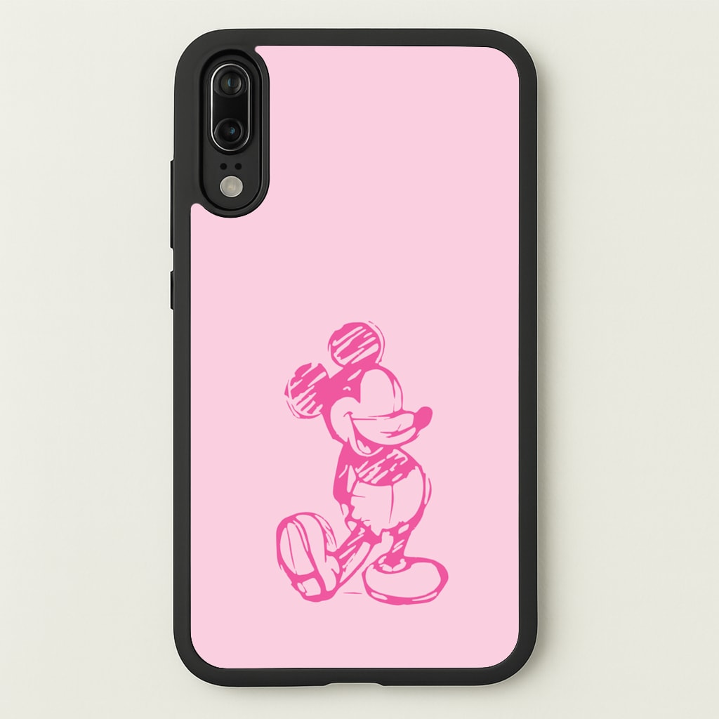 Sketched Mouse Outline Pink  - Disney Phone Case for Huawei P20