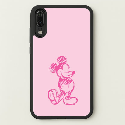 Sketched Mouse Outline Pink  - Disney Phone Case for Huawei P20