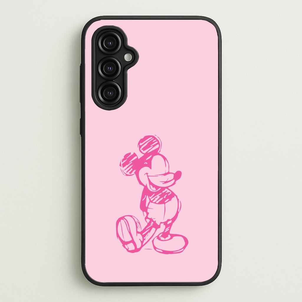 Sketched Mouse Outline Pink  - Disney Phone Case for Galaxy A14