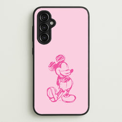 Sketched Mouse Outline Pink  - Disney Phone Case for Galaxy A14