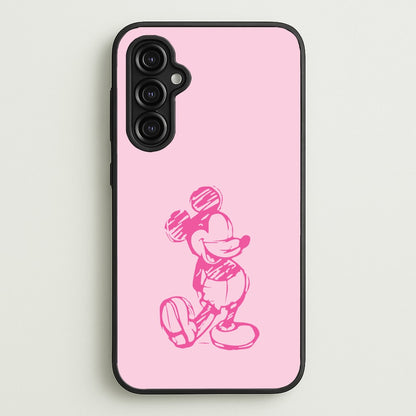Sketched Mouse Outline Pink  - Disney Phone Case for Galaxy A14
