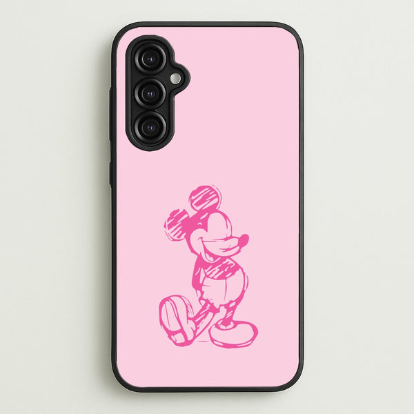Sketched Mouse Outline Pink  - Disney Phone Case for Galaxy A14