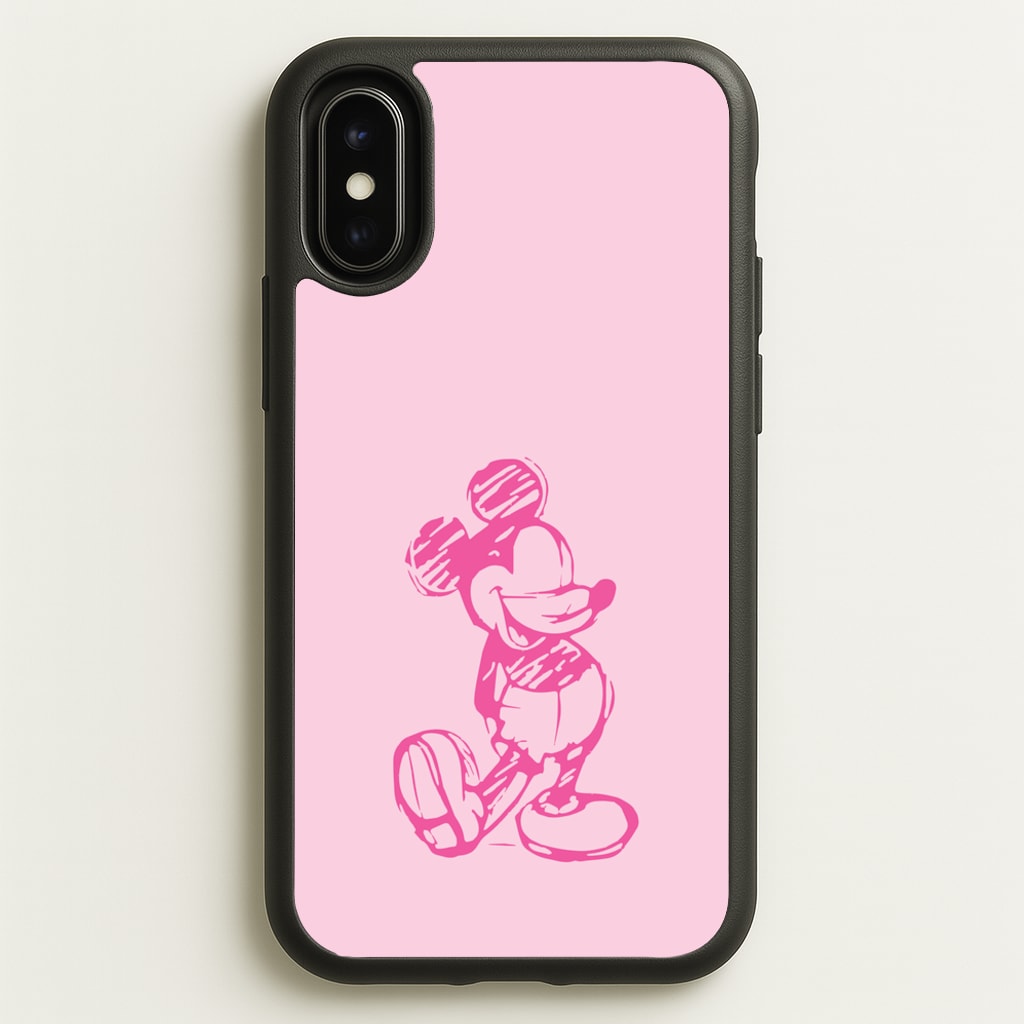 Sketched Mouse Outline Pink  - Disney Phone Case for iPhone X / XS
