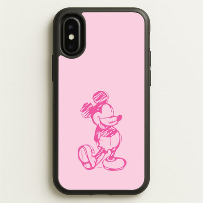 Sketched Mouse Outline Pink  - Disney Phone Case for iPhone X / XS