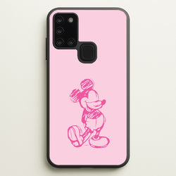 Sketched Mouse Outline Pink  - Disney Phone Case for Galaxy A21s