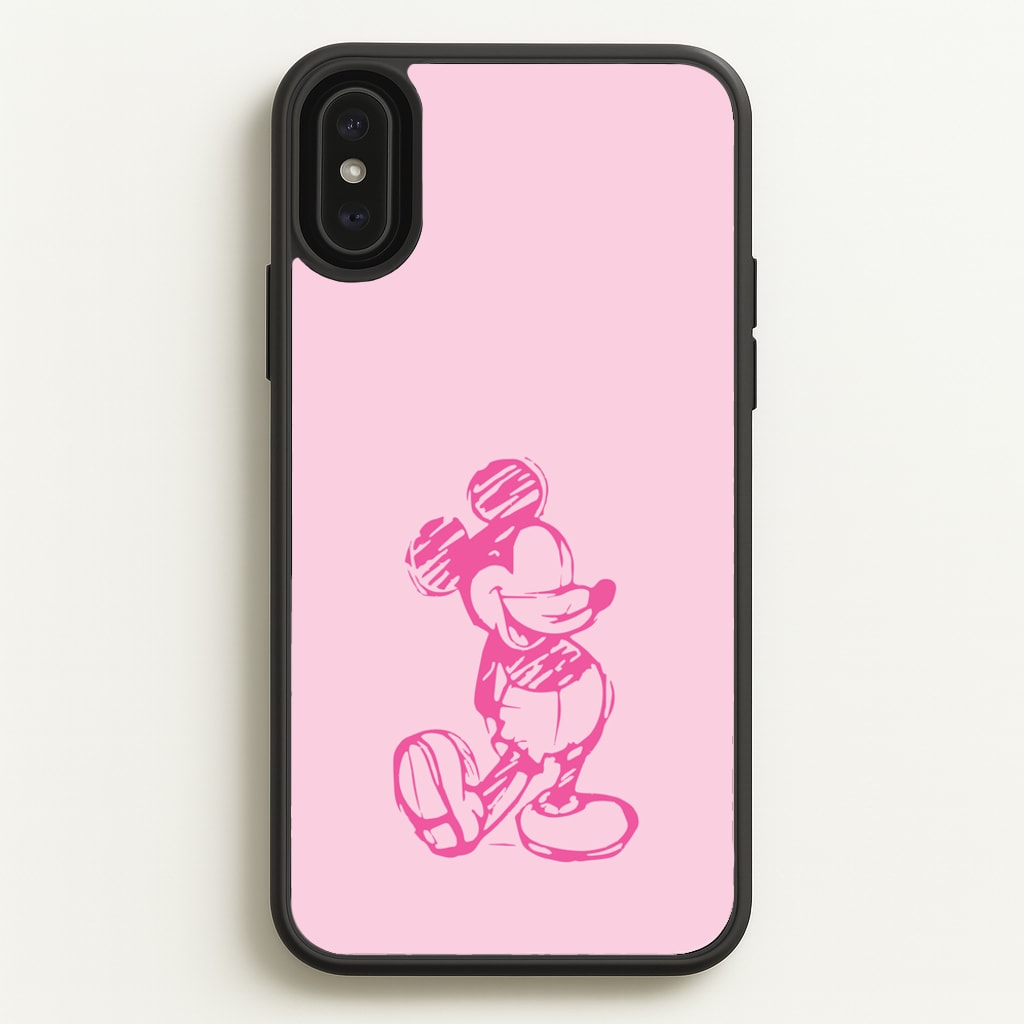 Sketched Mouse Outline Pink  - Disney Phone Case for iPhone XS Max