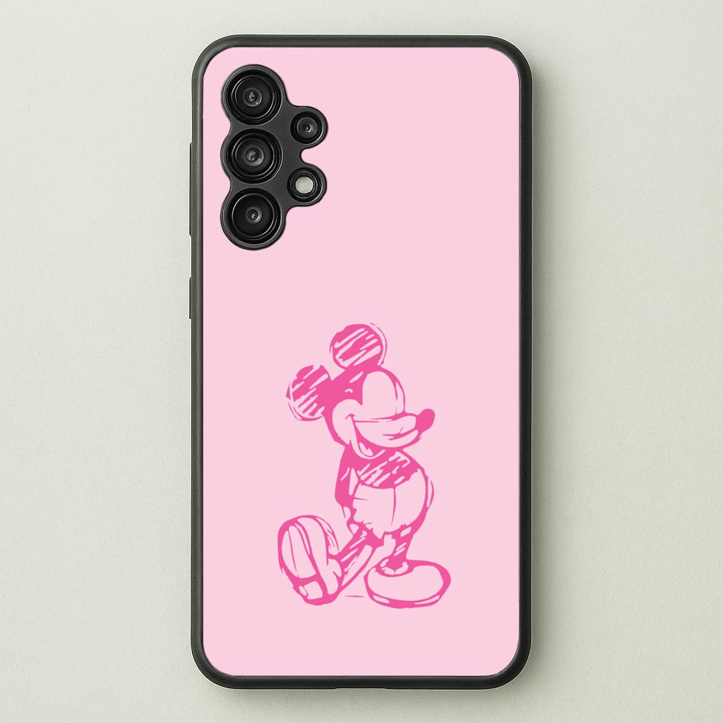 Sketched Mouse Outline Pink  - Disney Phone Case for Galaxy A13
