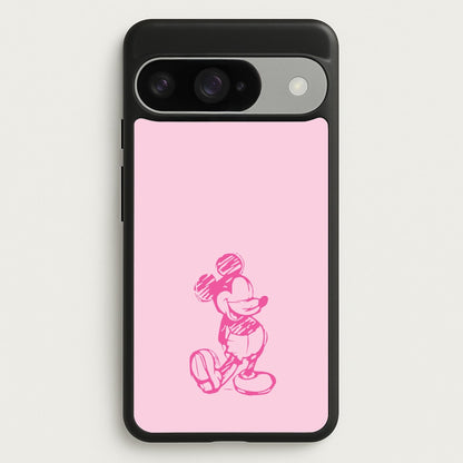 Sketched Mouse Outline Pink Phone Case for Google Pixel 10 / 10 Pro
