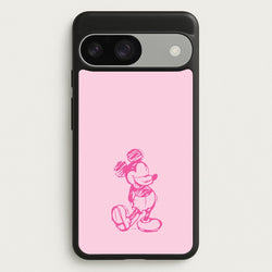Sketched Mouse Outline Pink  - Disney Phone Case for Google Pixel 9 / 9 Pro