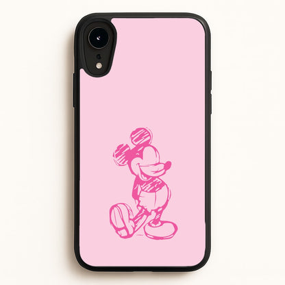 Sketched Mouse Outline Pink  - Disney Phone Case for iPhone XR