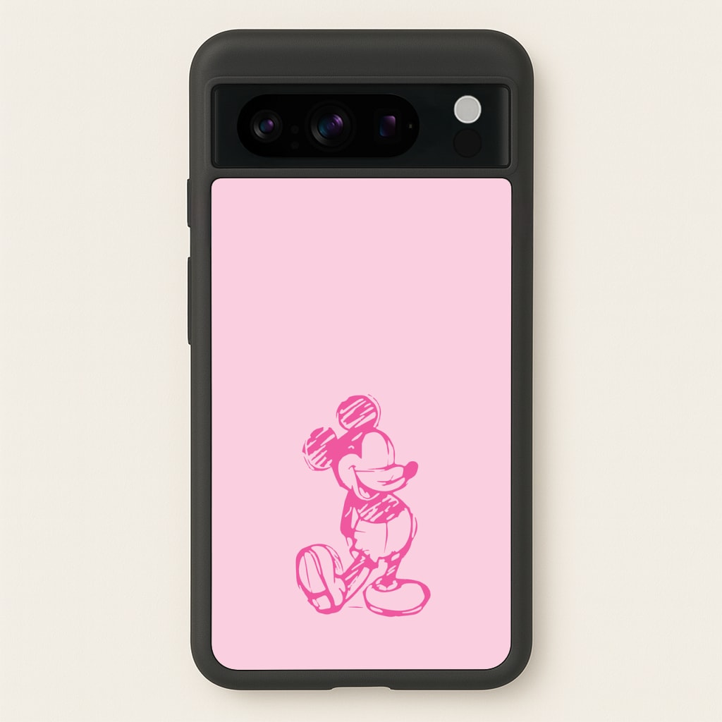 Sketched Mouse Outline Pink  - Disney Phone Case for Google Pixel 8 Pro
