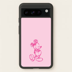 Sketched Mouse Outline Pink  - Disney Phone Case for Google Pixel 8 Pro