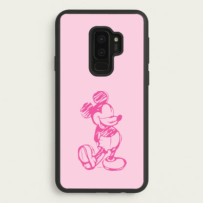Sketched Mouse Outline Pink  - Disney Phone Case for Galaxy S9 Plus