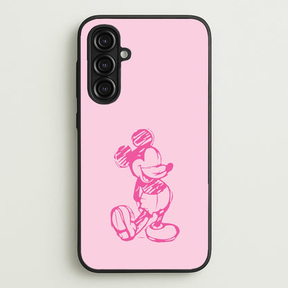 Sketched Mouse Outline Pink  - Disney Phone Case for Galaxy A16
