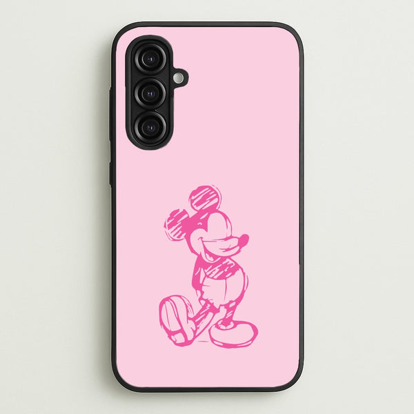 Sketched Mouse Outline Pink  - Disney Phone Case for Galaxy A16