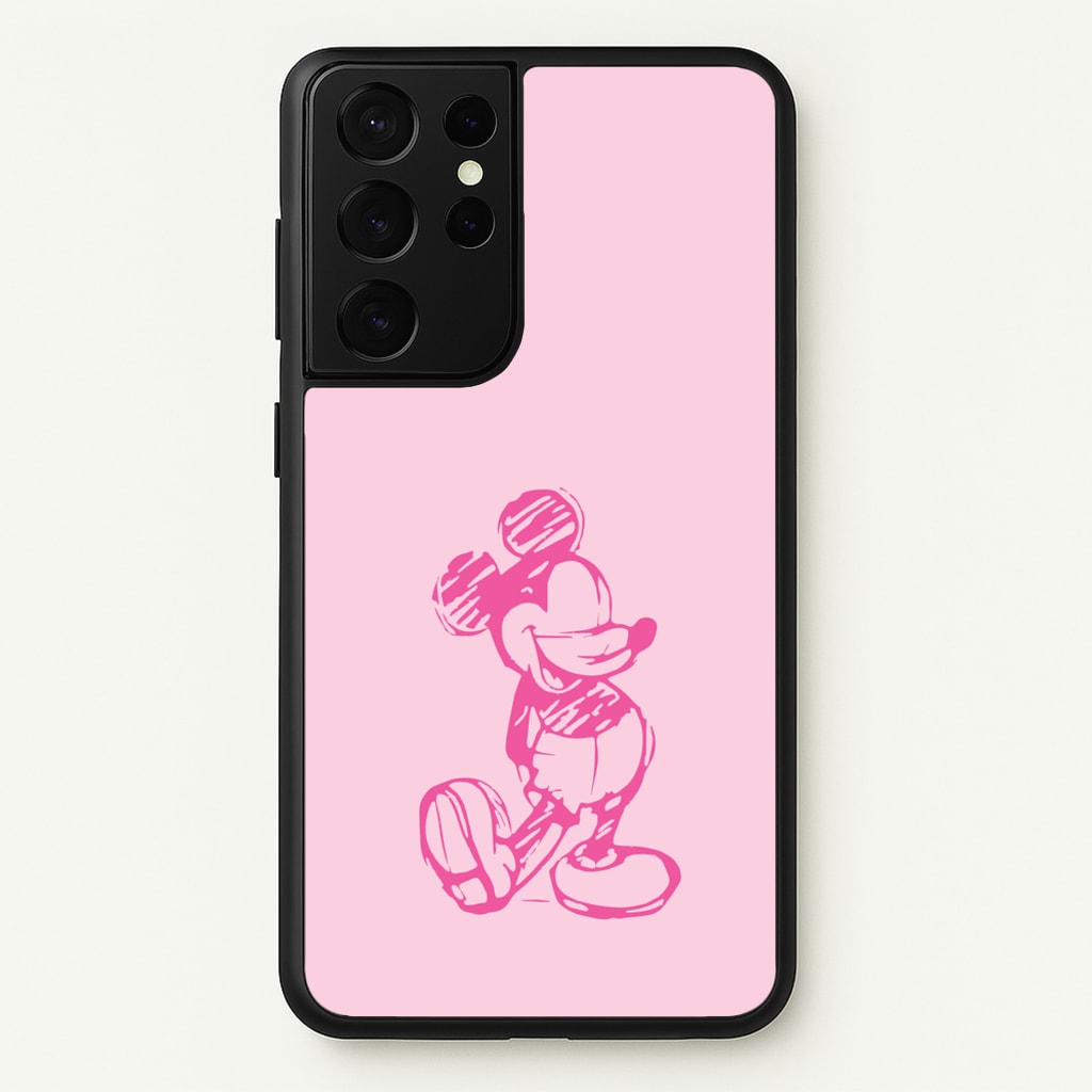 Sketched Mouse Outline Pink  - Disney Phone Case for Galaxy S21 Ultra