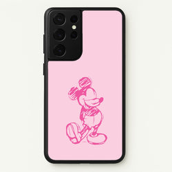 Sketched Mouse Outline Pink  - Disney Phone Case for Galaxy S21 Ultra