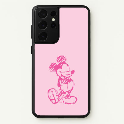 Sketched Mouse Outline Pink  - Disney Phone Case for Galaxy S21 Ultra