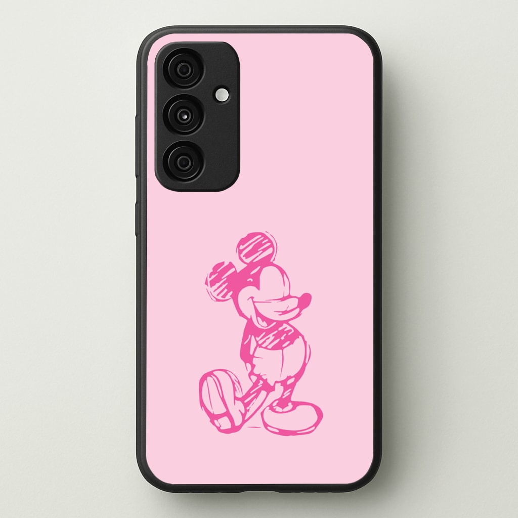 Sketched Mouse Outline Pink  - Disney Phone Case for Galaxy A35