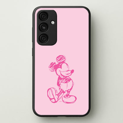 Sketched Mouse Outline Pink  - Disney Phone Case for Galaxy A35