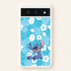 Cute Blue Alien Floral Pattern  - Stitch Phone Case for Google Pixel 8