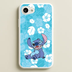 Cute Blue Alien Floral Pattern  - Stitch Phone Case for iPhone 16e