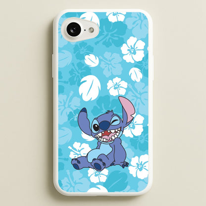 Cute Blue Alien Floral Pattern  - Stitch Phone Case for iPhone 16e