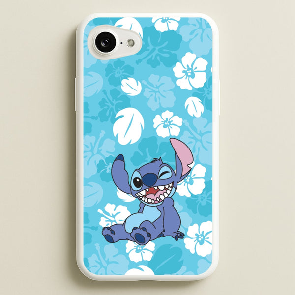 Cute Blue Alien Floral Pattern  - Stitch Phone Case for iPhone 16e