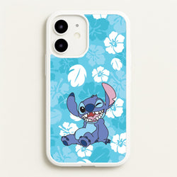 Cute Blue Alien Floral Pattern  - Stitch Phone Case for iPhone 12 Mini