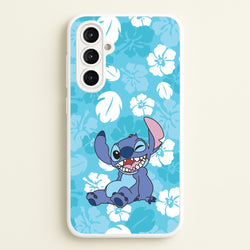 Cute Blue Alien Floral Pattern  - Stitch Phone Case for Galaxy A16