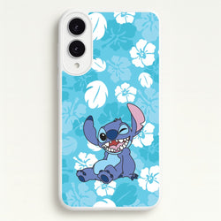 Cute Blue Alien Floral Pattern  - Stitch Phone Case for Galaxy S25 Edge