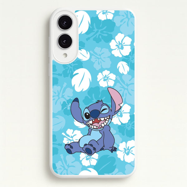 Cute Blue Alien Floral Pattern  - Stitch Phone Case for Galaxy S25 Edge