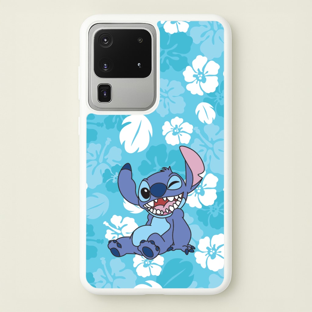 Cute Blue Alien Floral Pattern  - Stitch Phone Case for Galaxy S20 Ultra