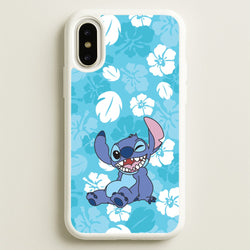 Cute Blue Alien Floral Pattern  - Stitch Phone Case for iPhone X / XS