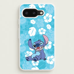 Cute Blue Alien Floral Pattern  - Stitch Phone Case for Google Pixel 9a