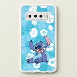 Cute Blue Alien Floral Pattern  - Stitch Phone Case for Galaxy S10
