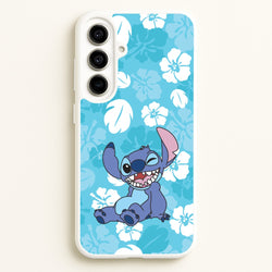 Cute Blue Alien Floral Pattern  - Stitch Phone Case for Galaxy A56