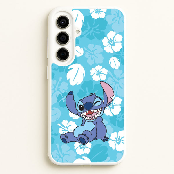 Cute Blue Alien Floral Pattern  - Stitch Phone Case for Galaxy A56