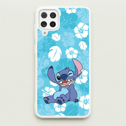 Cute Blue Alien Floral Pattern  - Stitch Phone Case for Galaxy A12
