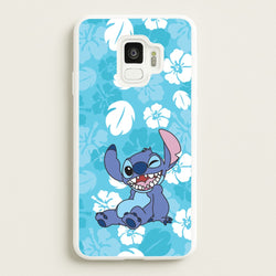 Cute Blue Alien Floral Pattern  - Stitch Phone Case for Galaxy S9