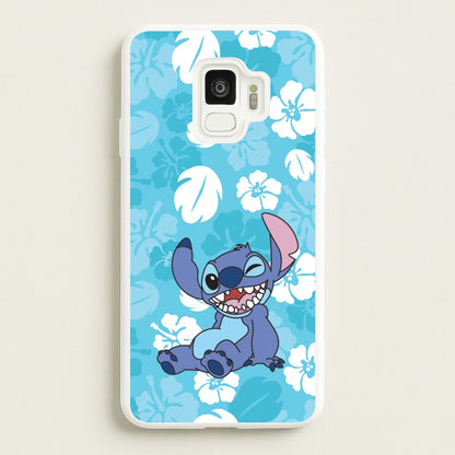 Cute Blue Alien Floral Pattern  - Stitch Phone Case for Galaxy S9