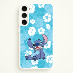 Cute Blue Alien Floral Pattern  - Stitch Phone Case for Galaxy S23
