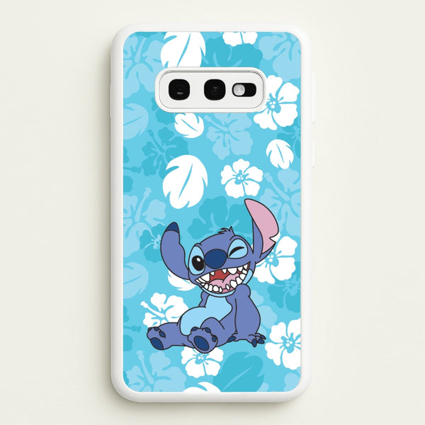 Cute Blue Alien Floral Pattern  - Stitch Phone Case for Galaxy S10e